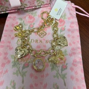 Kendra Scott Love Shack Fancy Gold Bracelet with Pink Charm